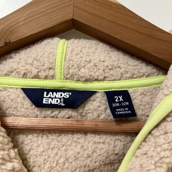 Lands End Womens 1/2 Zip Sherpa Fleece Pullover Hoodie Size 2X Cozy Outdoors - Picture 5 of 8